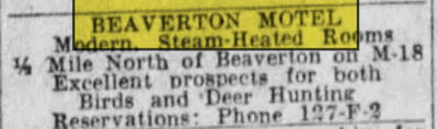 Beaverton Motel - Oct 1952 Ad (newer photo)